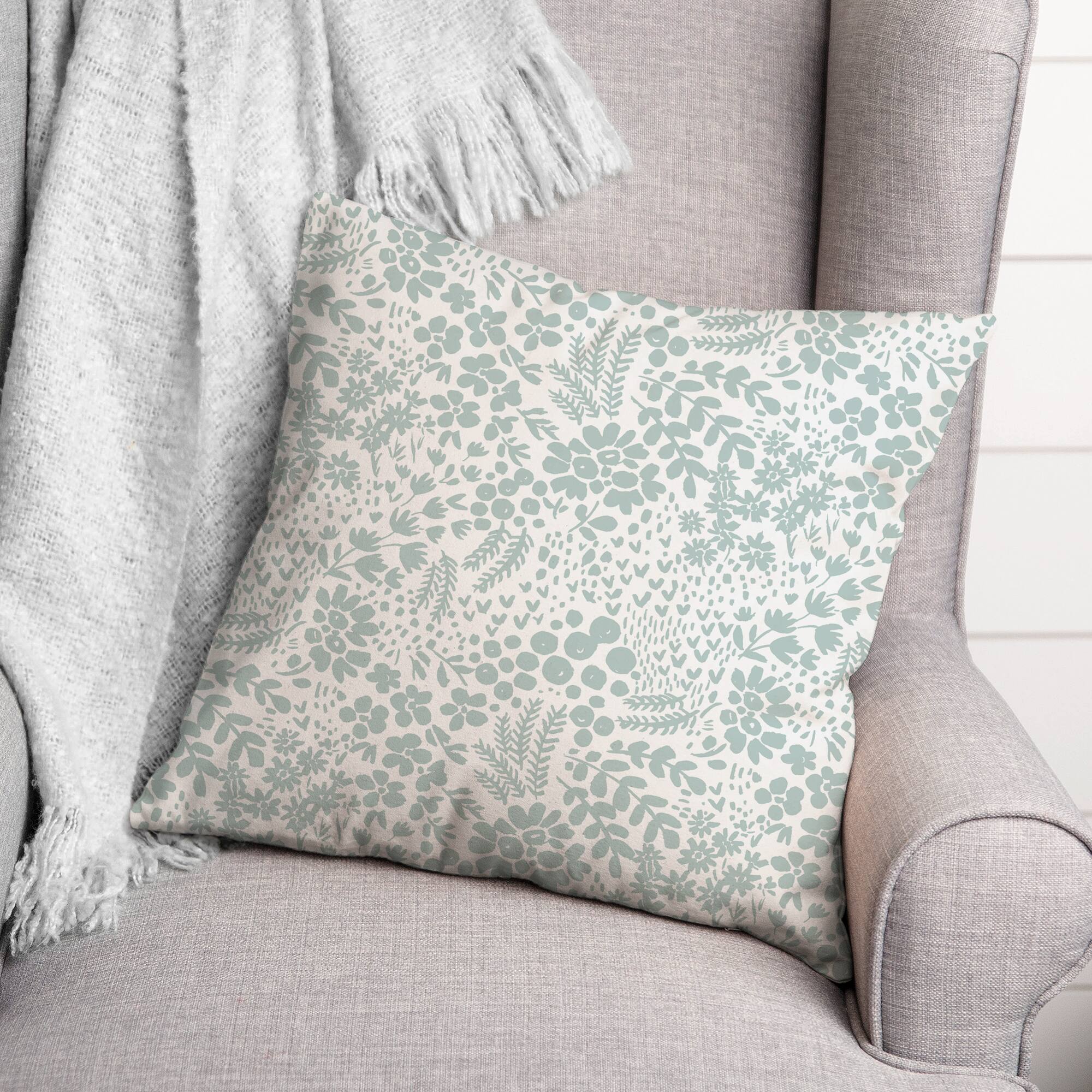 Dainty Floral Square Throw Pillow